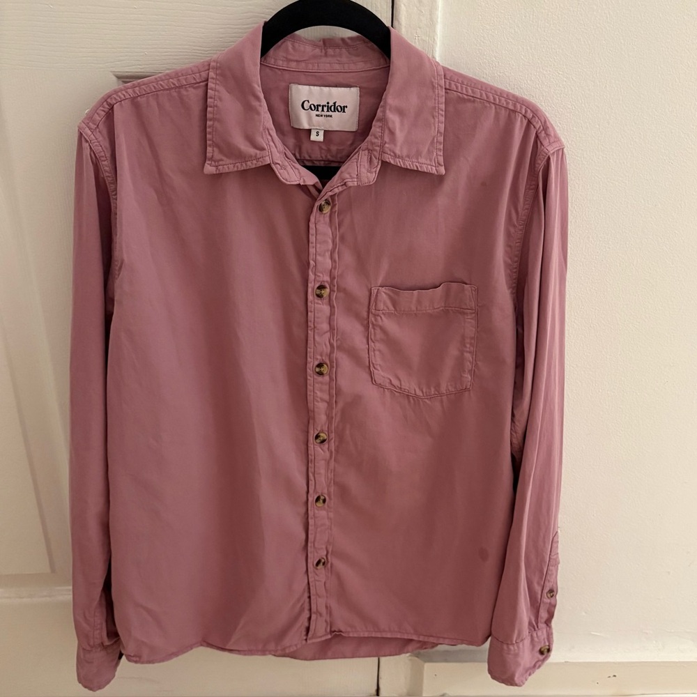 Corridor Mens Cotton Longsleeve Shirt- Purple- Small